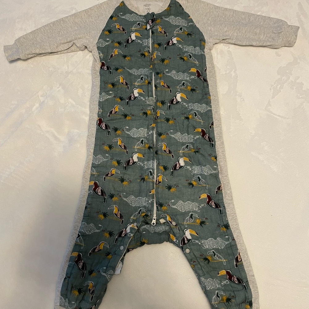 Nest design Kids One Piece with Bird Print - Gray and Green